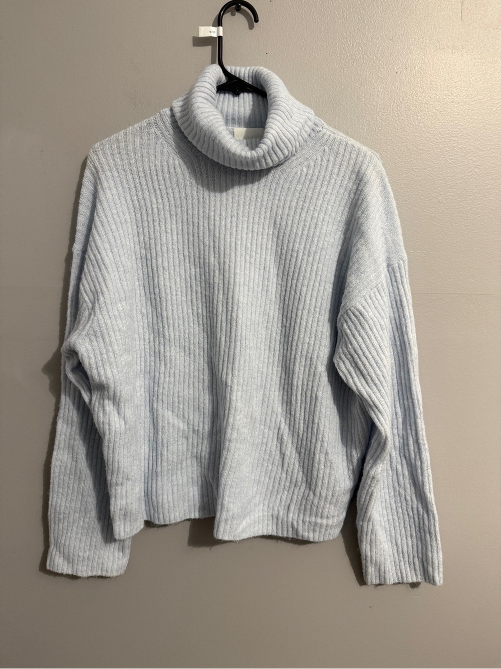 HM Sweater Womens Small Turtleneck Baby Blue Soft Ribbed Modest Comfort
